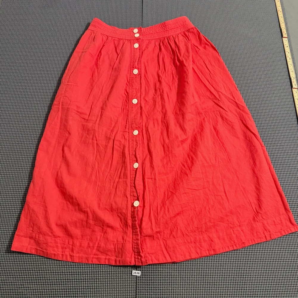 Madewell Womens Red Button Front Midi Skirt Size 4